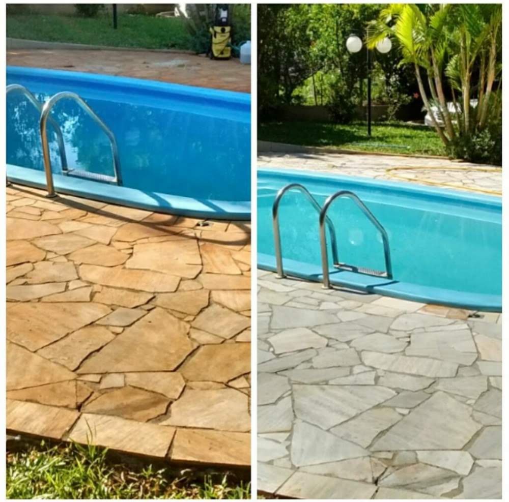 Polimento de pedra em área de piscina no Rio de Janeiro